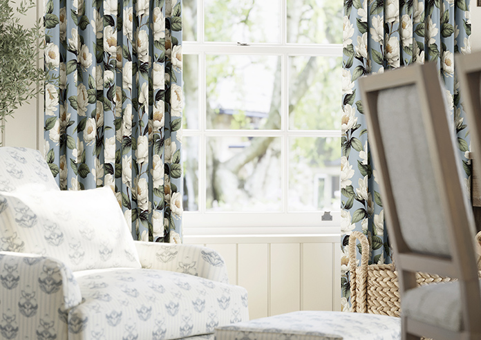 Henley, Henleys Vine Raffs Blue - Made to Measure Curtains - Image 5